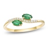 Thumbnail Image 1 of Marquise-Cut Natural Emerald & Diamond Two-Stone Ring 1/15 ct tw 10K Yellow Gold