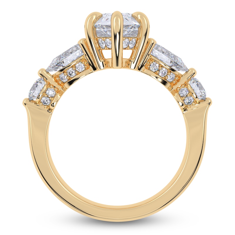 Main Image 4 of Pear-Shaped Lab-Grown Diamond Five-Stone Engagement Ring 4 ct tw 14K Yellow Gold