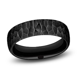 Men's Hammered Comfort-Fit Wedding Band Black Titanium 6.5mm