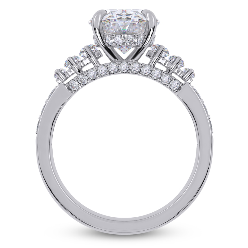 Main Image 4 of Oval-Cut Lab-Grown Diamond Hidden Halo Engagement Ring 4 ct tw 14K White Gold