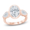Thumbnail Image 1 of Oval-Cut & Pear-Shaped Lab-Grown Diamond Bezel-Set Three-Stone Engagement Ring 4 ct tw 14K Rose Gold