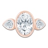 Thumbnail Image 3 of Oval-Cut & Pear-Shaped Lab-Grown Diamond Bezel-Set Three-Stone Engagement Ring 4 ct tw 14K Rose Gold