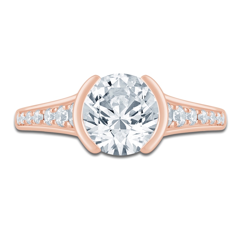 Main Image 3 of Round-Cut Lab-Grown Diamond Half-Bezel Engagement Ring 2-1/3 ct tw 14K Rose Gold
