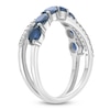 Thumbnail Image 2 of Oval-Cut Natural Blue Sapphire & Diamond Crossover Ring 1/10 ct tw 10K White Gold