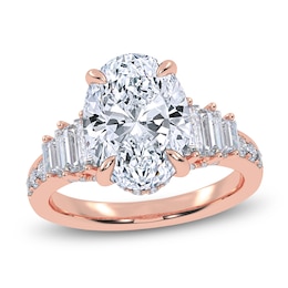 Oval-Cut Lab-Grown Diamond Hidden Halo Engagement Ring 4 ct tw 14K Rose Gold