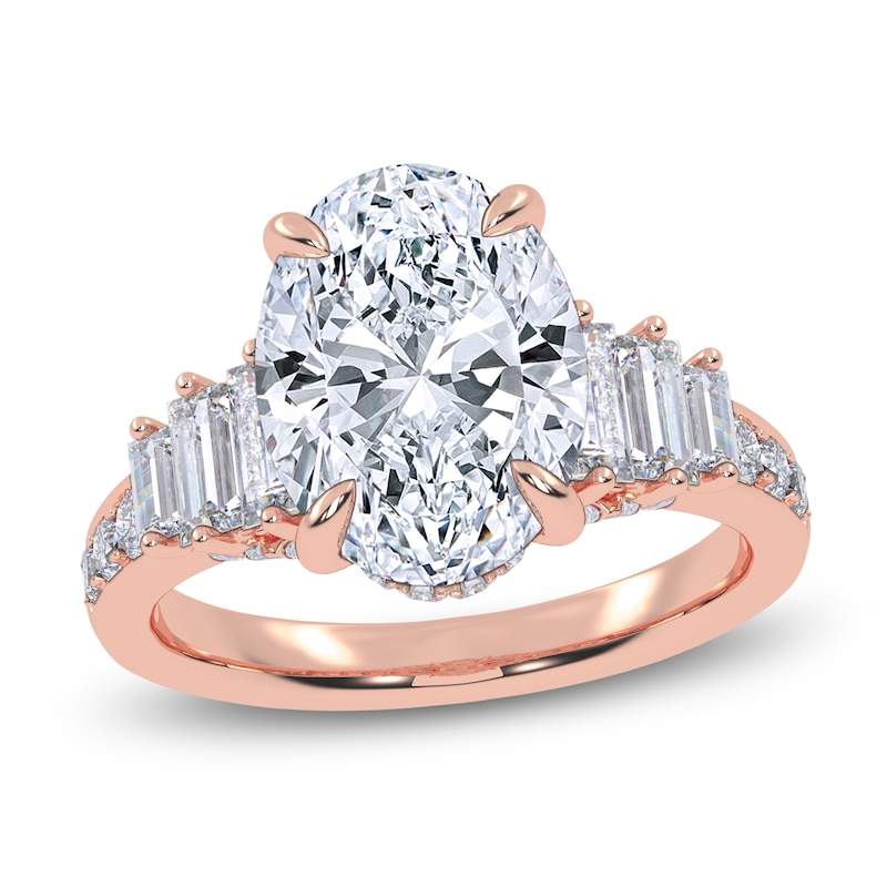 Main Image 1 of Oval-Cut Lab-Grown Diamond Hidden Halo Engagement Ring 4 ct tw 14K Rose Gold