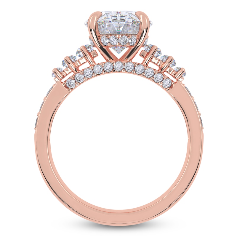 Main Image 4 of Oval-Cut Lab-Grown Diamond Hidden Halo Engagement Ring 4 ct tw 14K Rose Gold