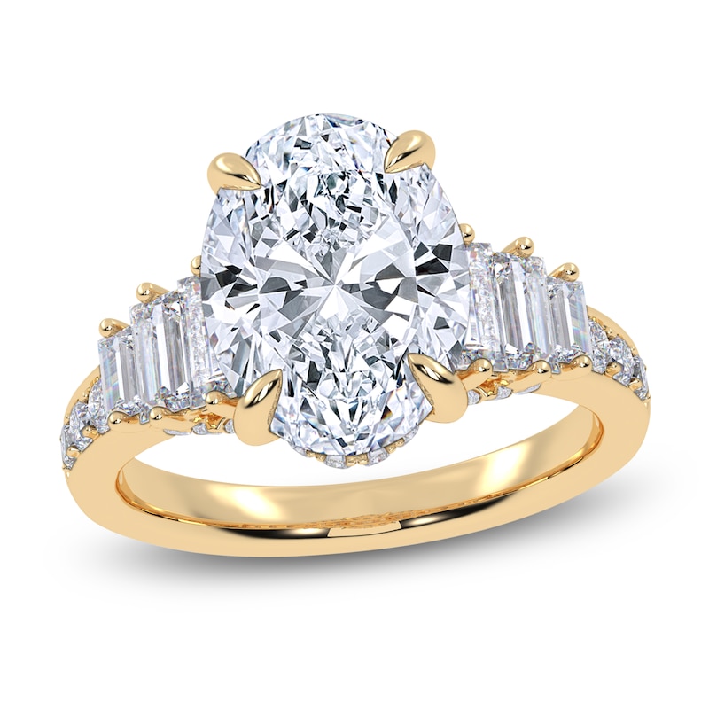 Main Image 1 of Oval-Cut Lab-Grown Diamond Hidden Halo Engagement Ring 4 ct tw 14K Yellow Gold