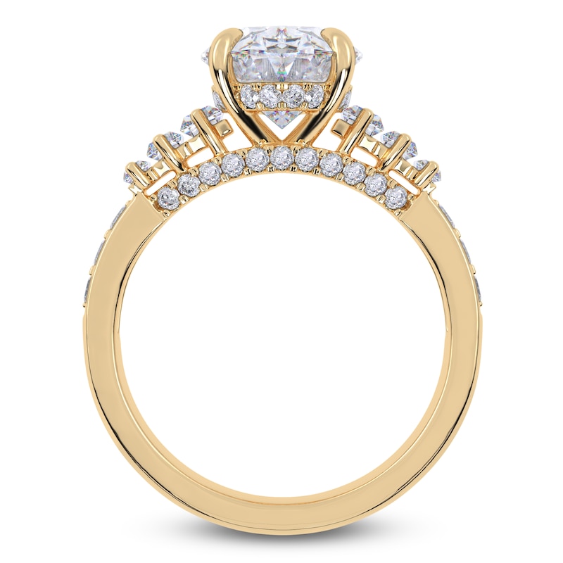 Main Image 4 of Oval-Cut Lab-Grown Diamond Hidden Halo Engagement Ring 4 ct tw 14K Yellow Gold