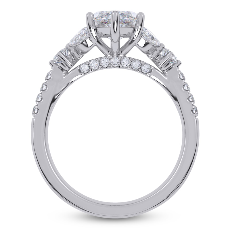 Main Image 4 of Marquise-Cut Lab-Grown Diamond Floral Engagement Ring 2-1/2 ct tw 14K White Gold