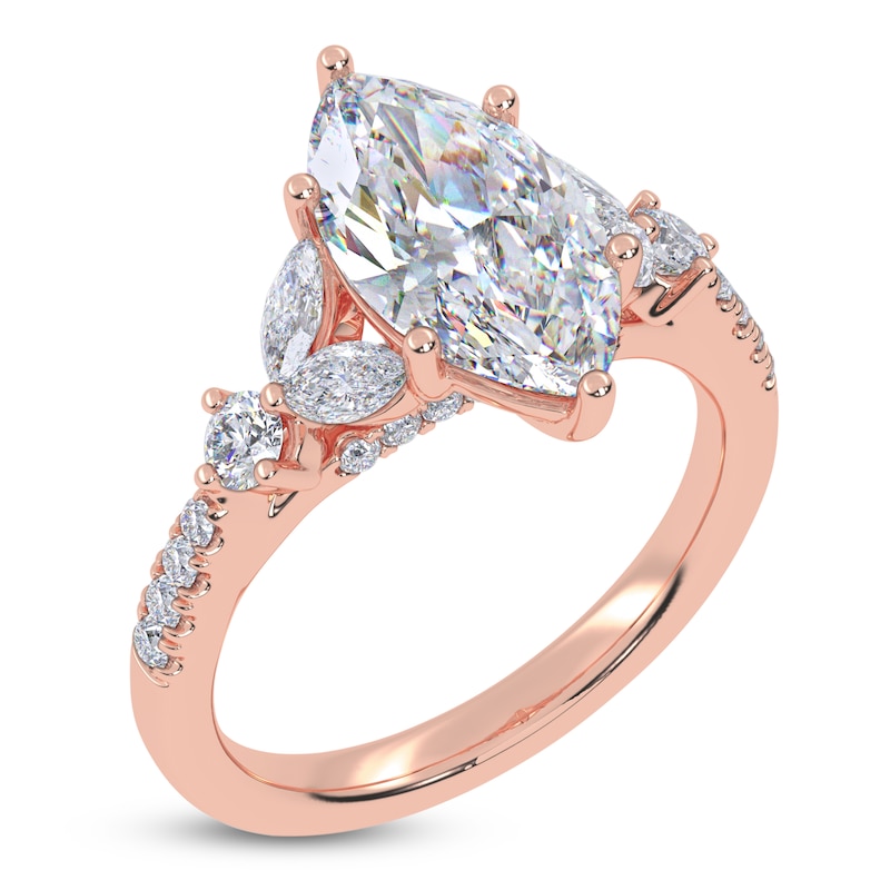 Main Image 2 of Marquise-Cut Lab-Grown Diamond Floral Engagement Ring 2-1/2 ct tw 14K Rose Gold