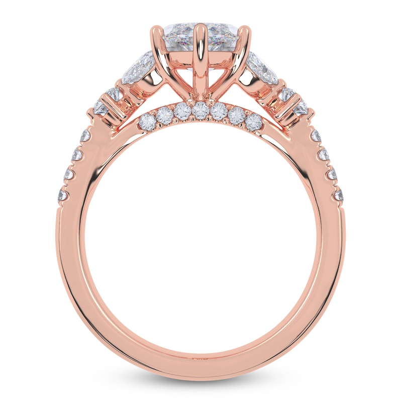 Main Image 4 of Marquise-Cut Lab-Grown Diamond Floral Engagement Ring 2-1/2 ct tw 14K Rose Gold