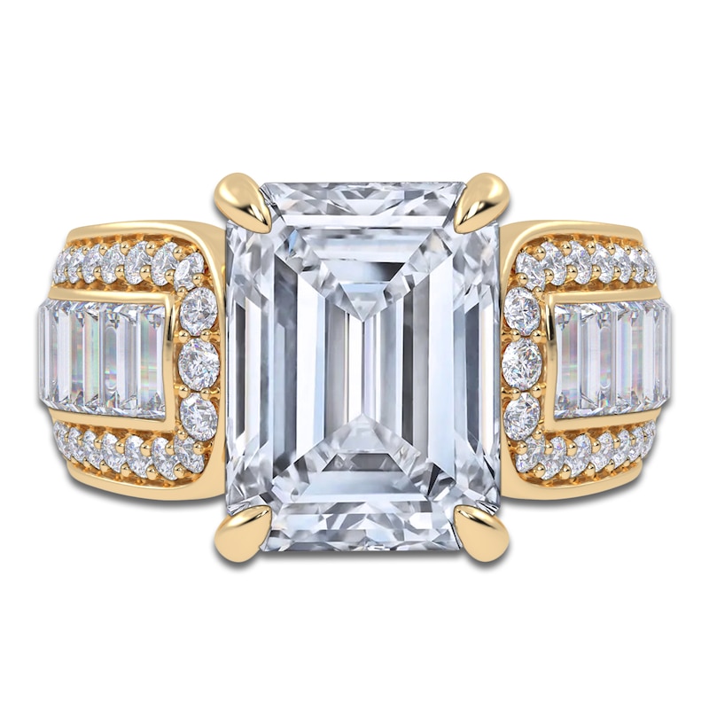 Main Image 3 of Emerald-Cut Lab-Grown Diamond Engagement Ring 4-1/2 ct tw 14K Yellow Gold