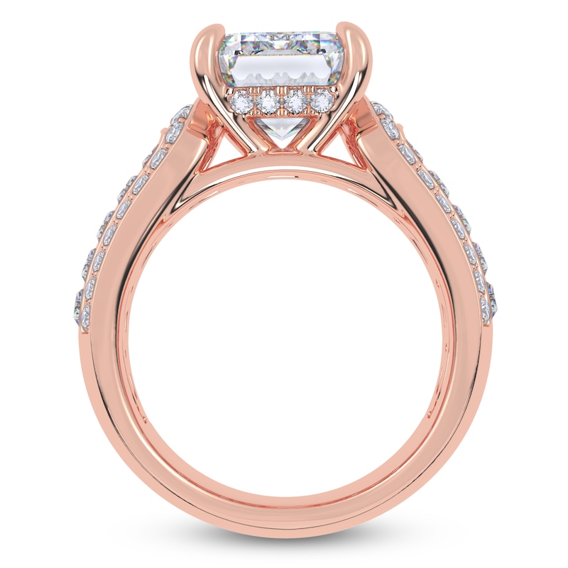 Main Image 4 of Emerald-Cut Lab-Grown Diamond Engagement Ring 4-1/2 ct tw 14K Rose Gold