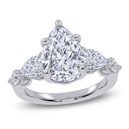 Pear-Shaped Lab-Grown Diamond Five-Stone Engagement Ring 4 ct tw 14K White Gold