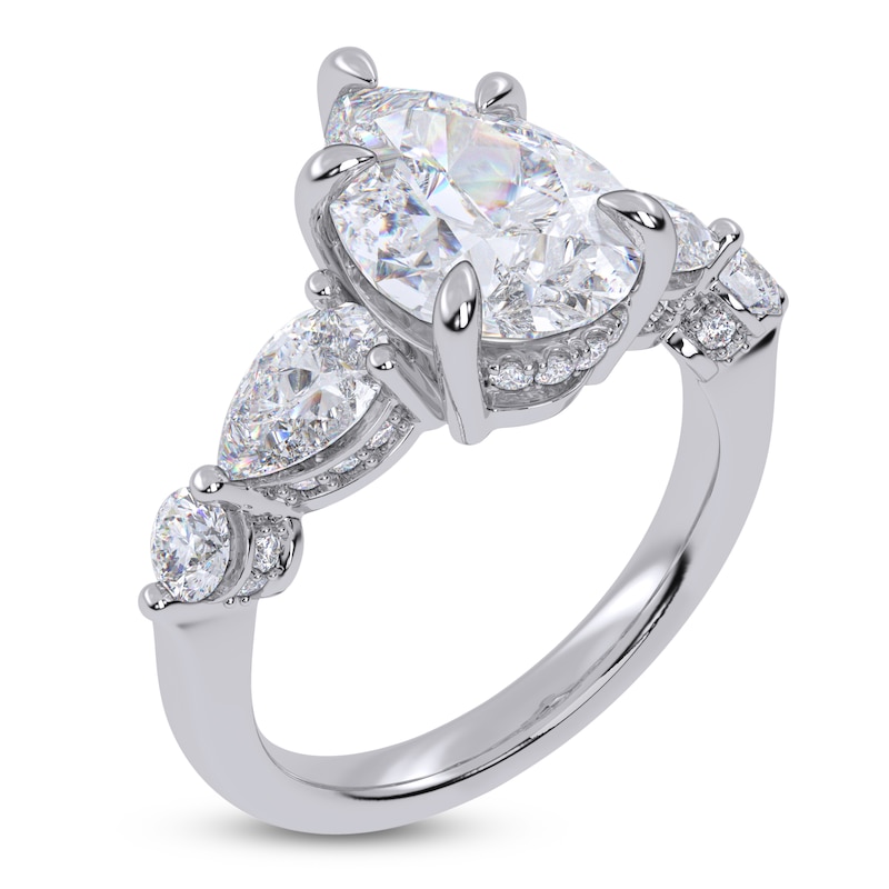 Main Image 2 of Pear-Shaped Lab-Grown Diamond Five-Stone Engagement Ring 4 ct tw 14K White Gold