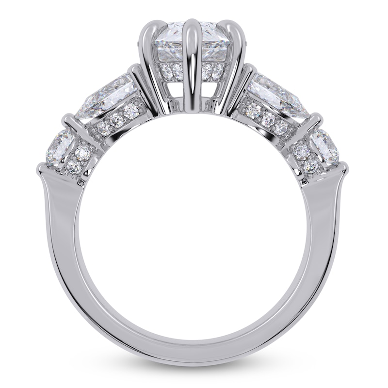 Main Image 4 of Pear-Shaped Lab-Grown Diamond Five-Stone Engagement Ring 4 ct tw 14K White Gold