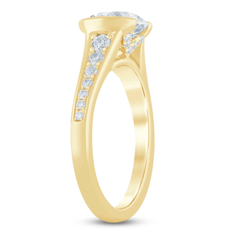 Main Image 2 of Round-Cut Lab-Grown Diamond Half-Bezel Engagement Ring 2-1/3 ct tw 14K Yellow Gold