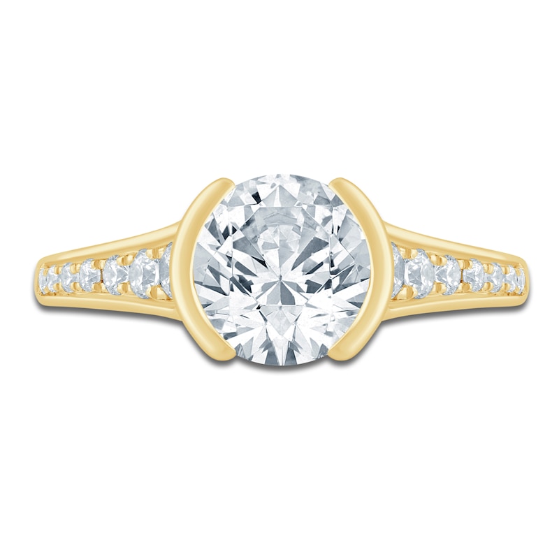 Main Image 3 of Round-Cut Lab-Grown Diamond Half-Bezel Engagement Ring 2-1/3 ct tw 14K Yellow Gold