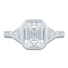 Thumbnail Image 3 of Emerald-Cut & Trillion-Cut Bezel-Set Three-Stone Engagement Ring 2-7/8 ct tw 14K White Gold