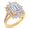 Thumbnail Image 2 of Emerald-Cut Lab-Grown Diamond Starburst Halo Engagement Ring 6 ct tw 14K Yellow Gold