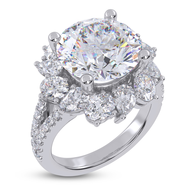 Main Image 2 of Round-Cut Lab-Grown Diamond Flower Halo Engagement Ring 6-3/4 ct tw 14K White Gold