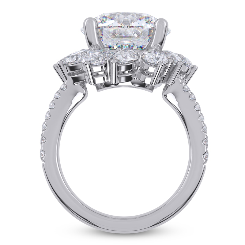 Main Image 4 of Round-Cut Lab-Grown Diamond Flower Halo Engagement Ring 6-3/4 ct tw 14K White Gold