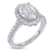 Thumbnail Image 2 of Oval-Cut Lab-Grown Diamond Scalloped Halo Engagement Ring 2-3/4 ct tw 14K White Gold