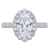 Thumbnail Image 3 of Oval-Cut Lab-Grown Diamond Scalloped Halo Engagement Ring 2-3/4 ct tw 14K White Gold
