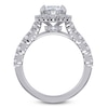 Thumbnail Image 4 of Oval-Cut Lab-Grown Diamond Scalloped Halo Engagement Ring 2-3/4 ct tw 14K White Gold