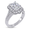 Thumbnail Image 2 of Emerald-Cut Lab-Grown Diamond Scalloped Halo Engagement Ring 2-1/2 ct tw 14K White Gold