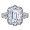 Thumbnail Image 3 of Emerald-Cut Lab-Grown Diamond Scalloped Halo Engagement Ring 2-1/2 ct tw 14K White Gold