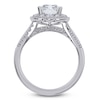 Thumbnail Image 4 of Emerald-Cut Lab-Grown Diamond Scalloped Halo Engagement Ring 2-1/2 ct tw 14K White Gold