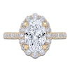 Thumbnail Image 3 of Oval-Cut Lab-Grown Diamond Scalloped Halo Engagement Ring 2-3/4 ct tw 14K Yellow Gold