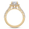 Thumbnail Image 4 of Oval-Cut Lab-Grown Diamond Scalloped Halo Engagement Ring 2-3/4 ct tw 14K Yellow Gold