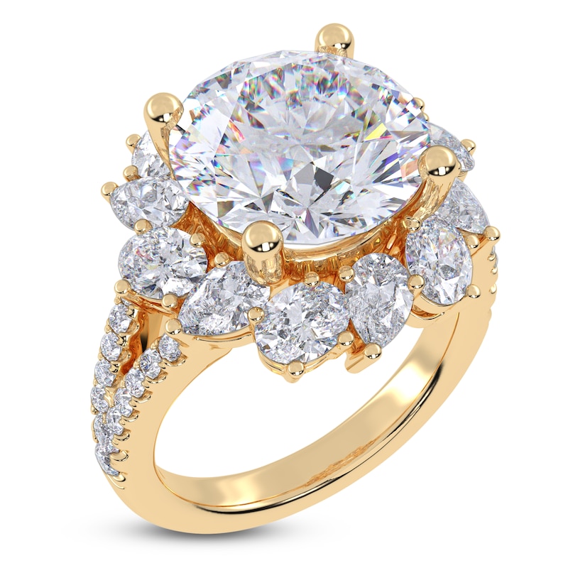 Main Image 2 of Round-Cut Lab-Grown Diamond Flower Halo Engagement Ring 6-3/4 ct tw 14K Yellow Gold