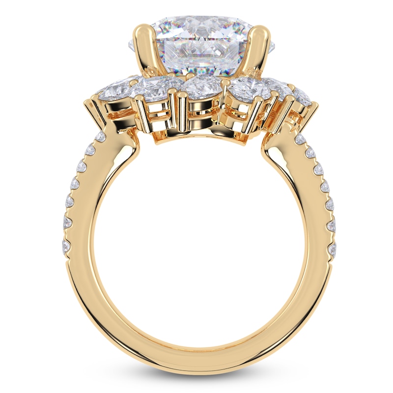 Main Image 4 of Round-Cut Lab-Grown Diamond Flower Halo Engagement Ring 6-3/4 ct tw 14K Yellow Gold