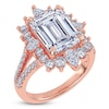 Thumbnail Image 2 of Emerald-Cut Lab-Grown Diamond Starburst Halo Engagement Ring 6 ct tw 14K Rose Gold