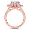 Thumbnail Image 4 of Emerald-Cut Lab-Grown Diamond Starburst Halo Engagement Ring 6 ct tw 14K Rose Gold