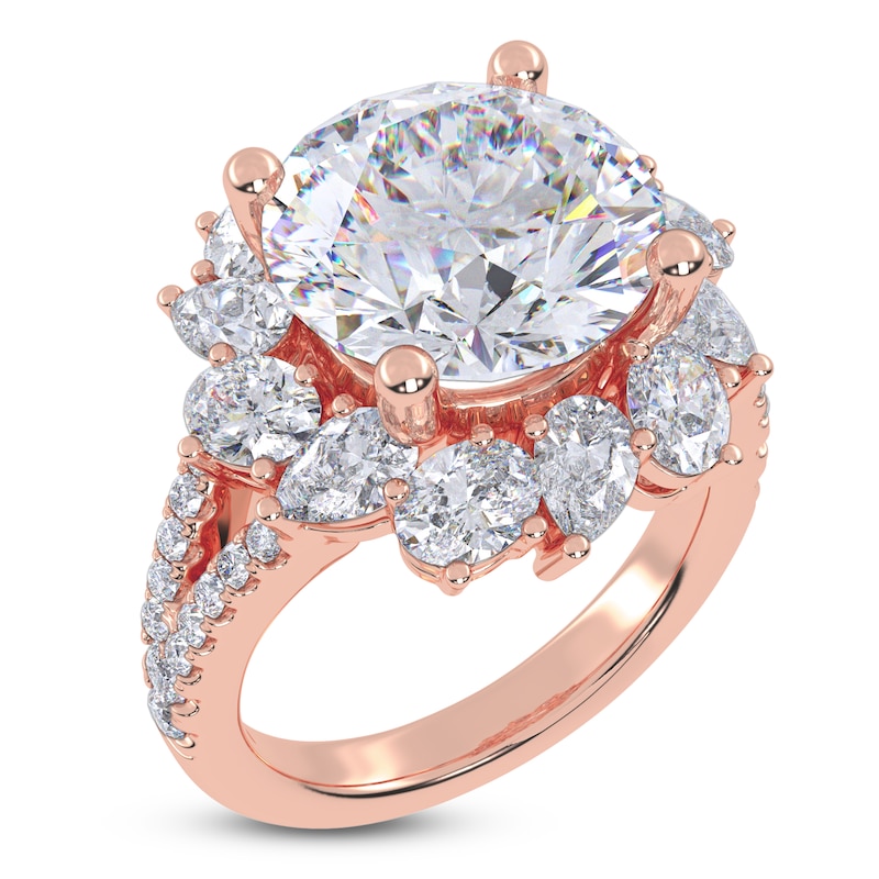 Main Image 2 of Round-Cut Lab-Grown Diamond Flower Halo Engagement Ring 6-3/4 ct tw 14K Rose Gold