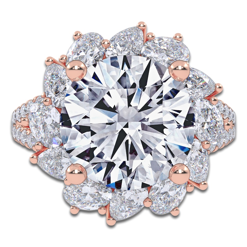 Main Image 3 of Round-Cut Lab-Grown Diamond Flower Halo Engagement Ring 6-3/4 ct tw 14K Rose Gold