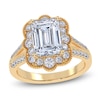 Thumbnail Image 1 of Emerald-Cut Lab-Grown Diamond Scalloped Halo Engagement Ring 2-1/2 ct tw 14K Yellow Gold