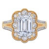 Thumbnail Image 3 of Emerald-Cut Lab-Grown Diamond Scalloped Halo Engagement Ring 2-1/2 ct tw 14K Yellow Gold