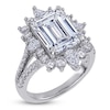 Thumbnail Image 2 of Emerald-Cut Lab-Grown Diamond Starburst Halo Engagement Ring 6 ct tw 14K White Gold