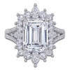 Thumbnail Image 3 of Emerald-Cut Lab-Grown Diamond Starburst Halo Engagement Ring 6 ct tw 14K White Gold
