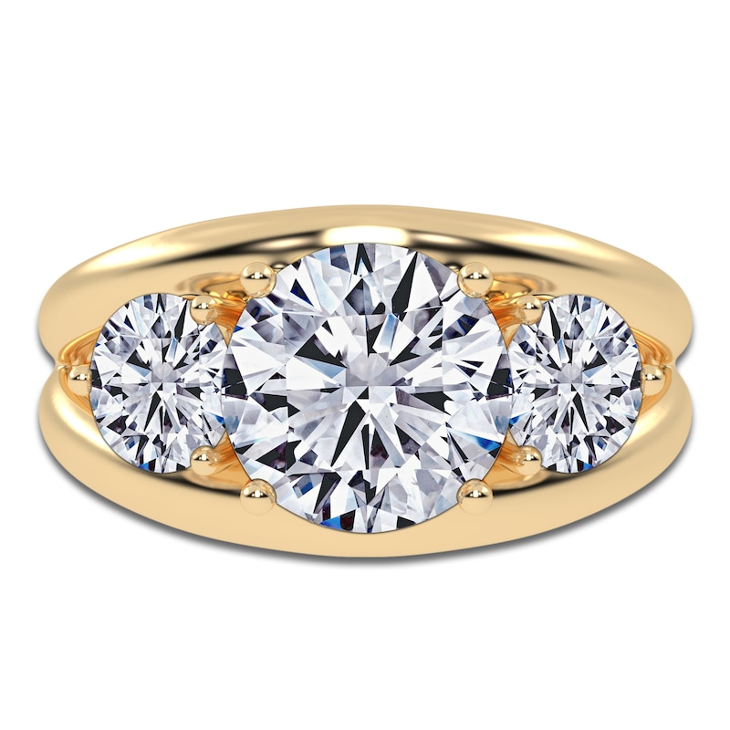 Main Image 3 of Round Lab-Grown Diamond Three-Stone Engagement Ring 3 ct tw 14K Yellow Gold