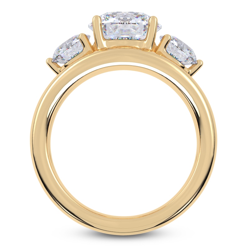 Main Image 4 of Round Lab-Grown Diamond Three-Stone Engagement Ring 3 ct tw 14K Yellow Gold
