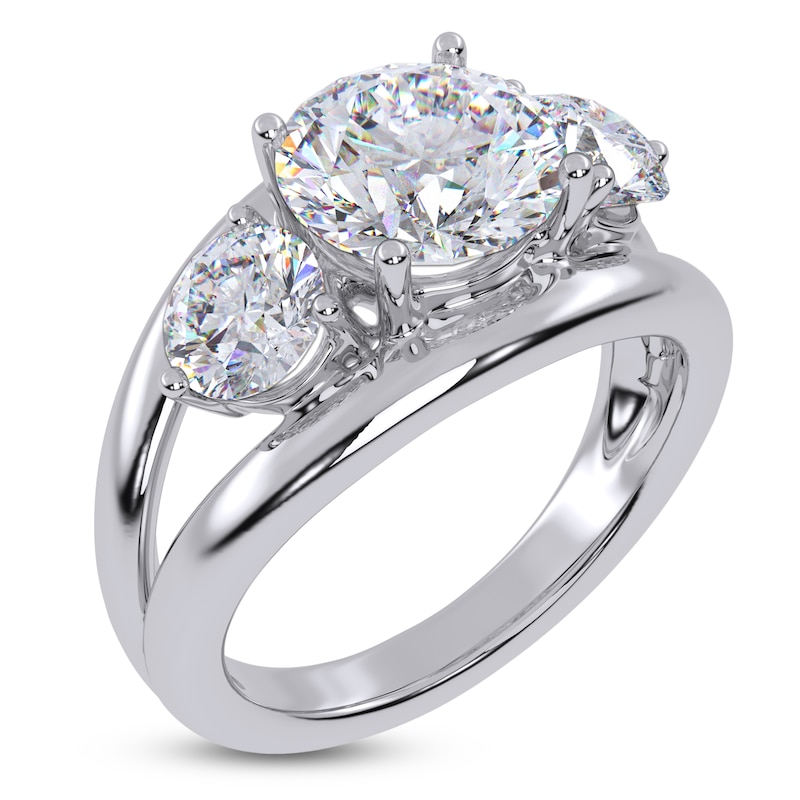Main Image 2 of Round Lab-Grown Diamond Three-Stone Engagement Ring 3 ct tw 14K White Gold