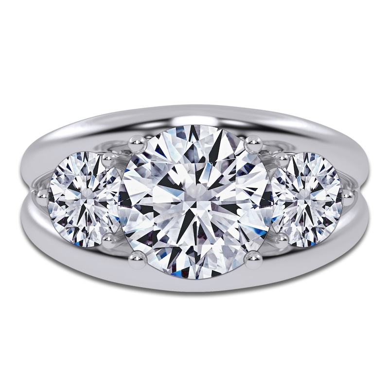 Main Image 3 of Round Lab-Grown Diamond Three-Stone Engagement Ring 3 ct tw 14K White Gold
