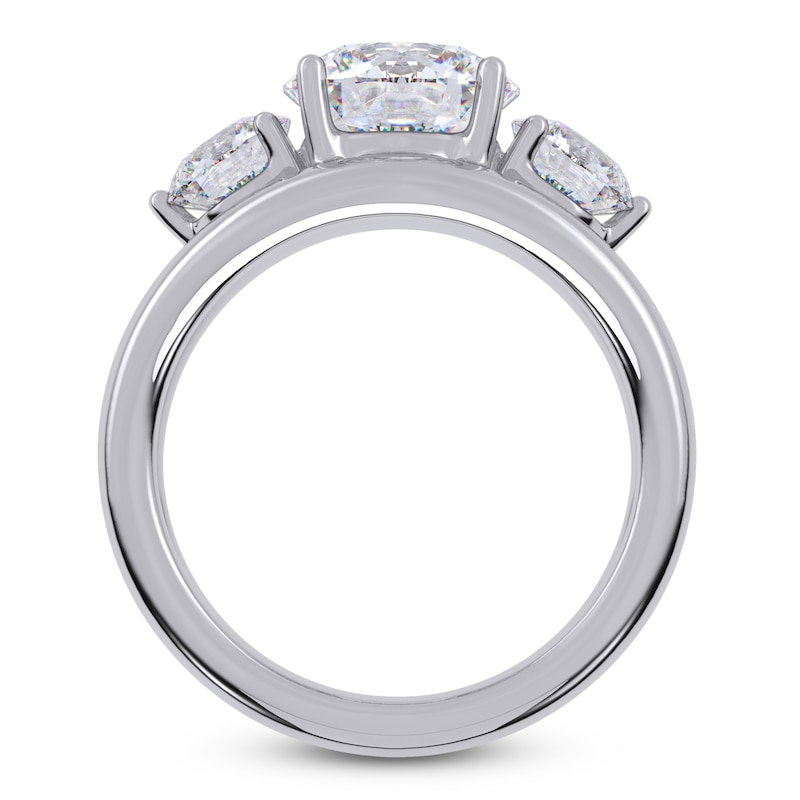 Main Image 4 of Round Lab-Grown Diamond Three-Stone Engagement Ring 3 ct tw 14K White Gold